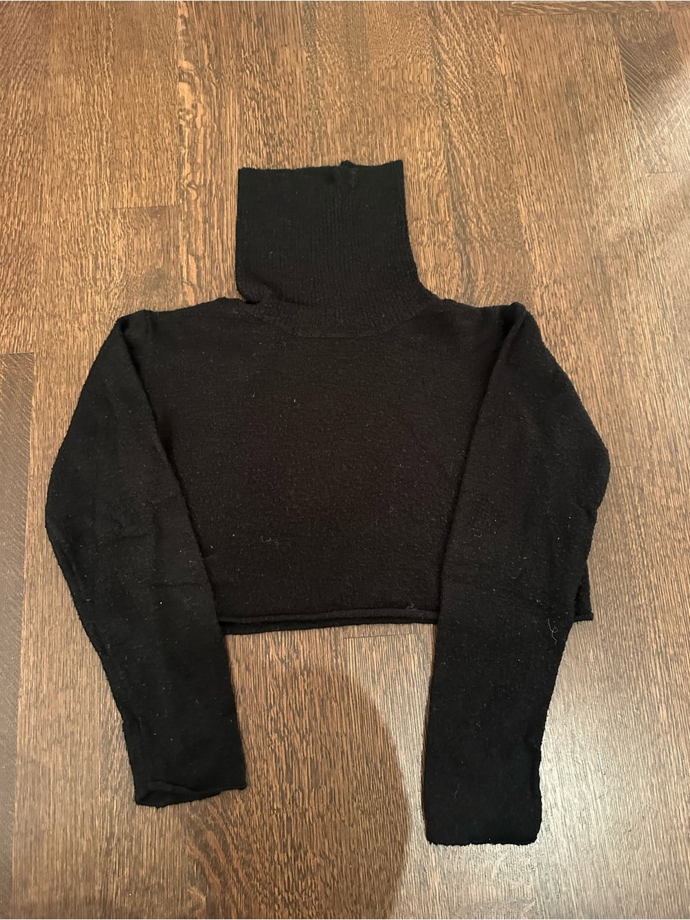 Black Turtleneck Cropped Women's Sweater